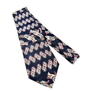 Andhurst Tie Made Italy Navy Blue Paisley Medallion Mens Classic